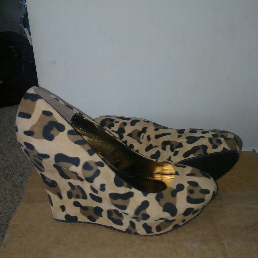 Leopard print wedge high heel shoes  never worn